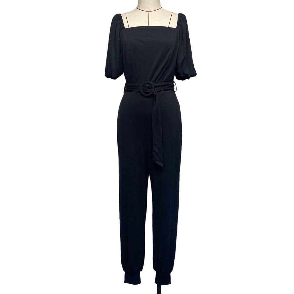 One One Six Womens Size M Black Square Neck Belted Jumpsuit